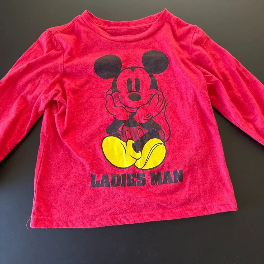 🔥 4 for $20 DEAL 🔥 Disney Mickey Mouse Ladies Man Red Long Sleeve Shirt | 4T